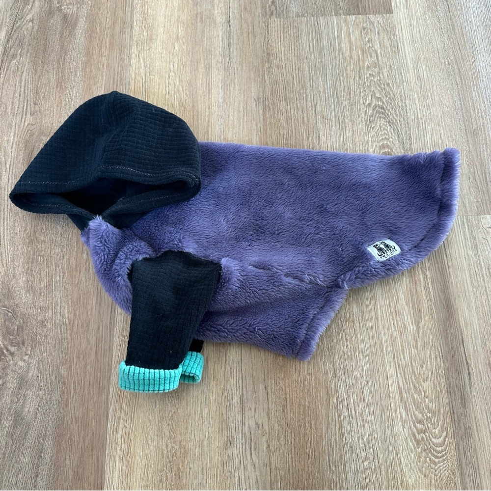 Melanzana Two Dog Night Purple and Black Dog Hoodie Fleece Coat